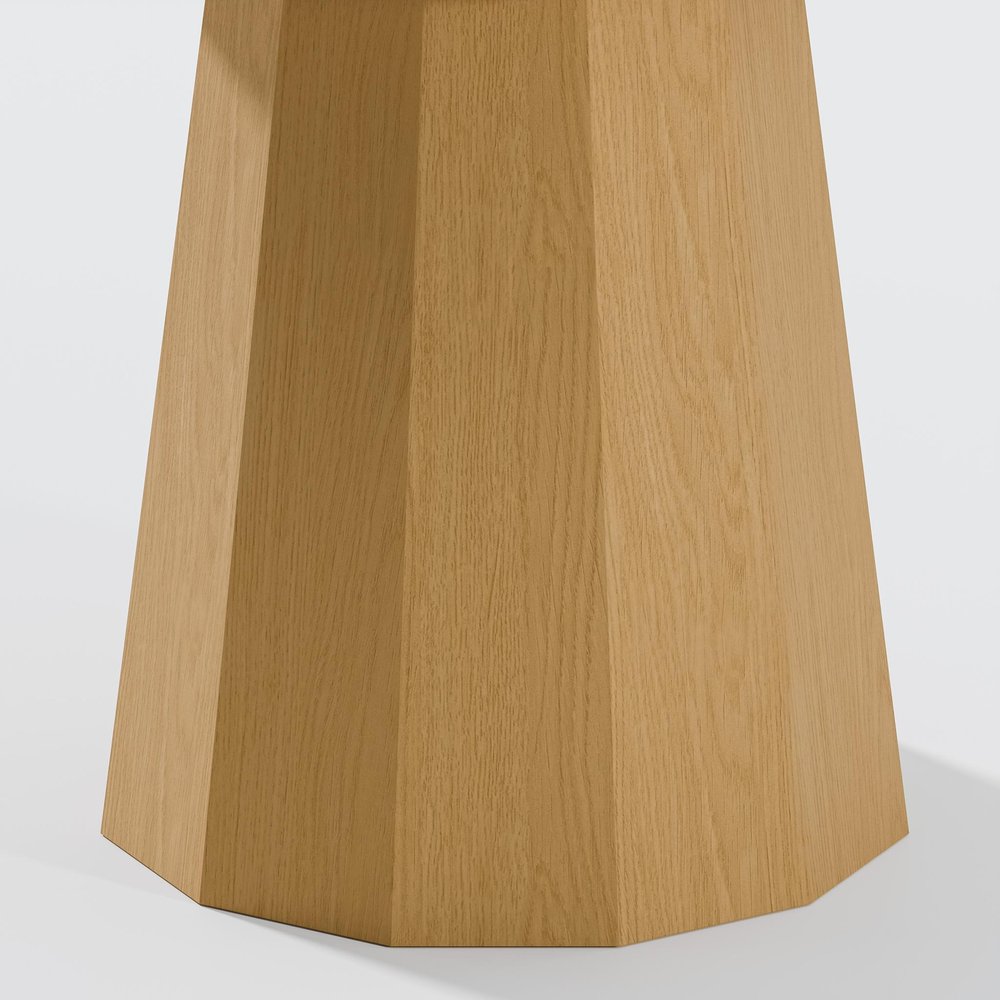 46" Oak Wood Pedestal Base Round Top Dining Table