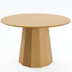 46" Oak Wood Pedestal Base Round Top Dining Table