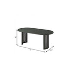 79" Black Solid Wood Double Pedestal Base Oval Dining Table