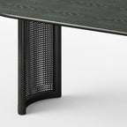 79" Black Solid Wood Double Pedestal Base Oval Dining Table