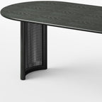 79" Black Solid Wood Double Pedestal Base Oval Dining Table