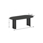 79" Black Solid Wood With Rattan Double Pedestal Base Oval Dining Table