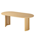 79" Natural Wood Double Pedestal Base Oval Dining Table