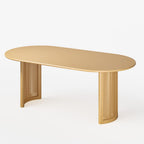 79" Natural Wood Double Pedestal Base Oval Dining Table