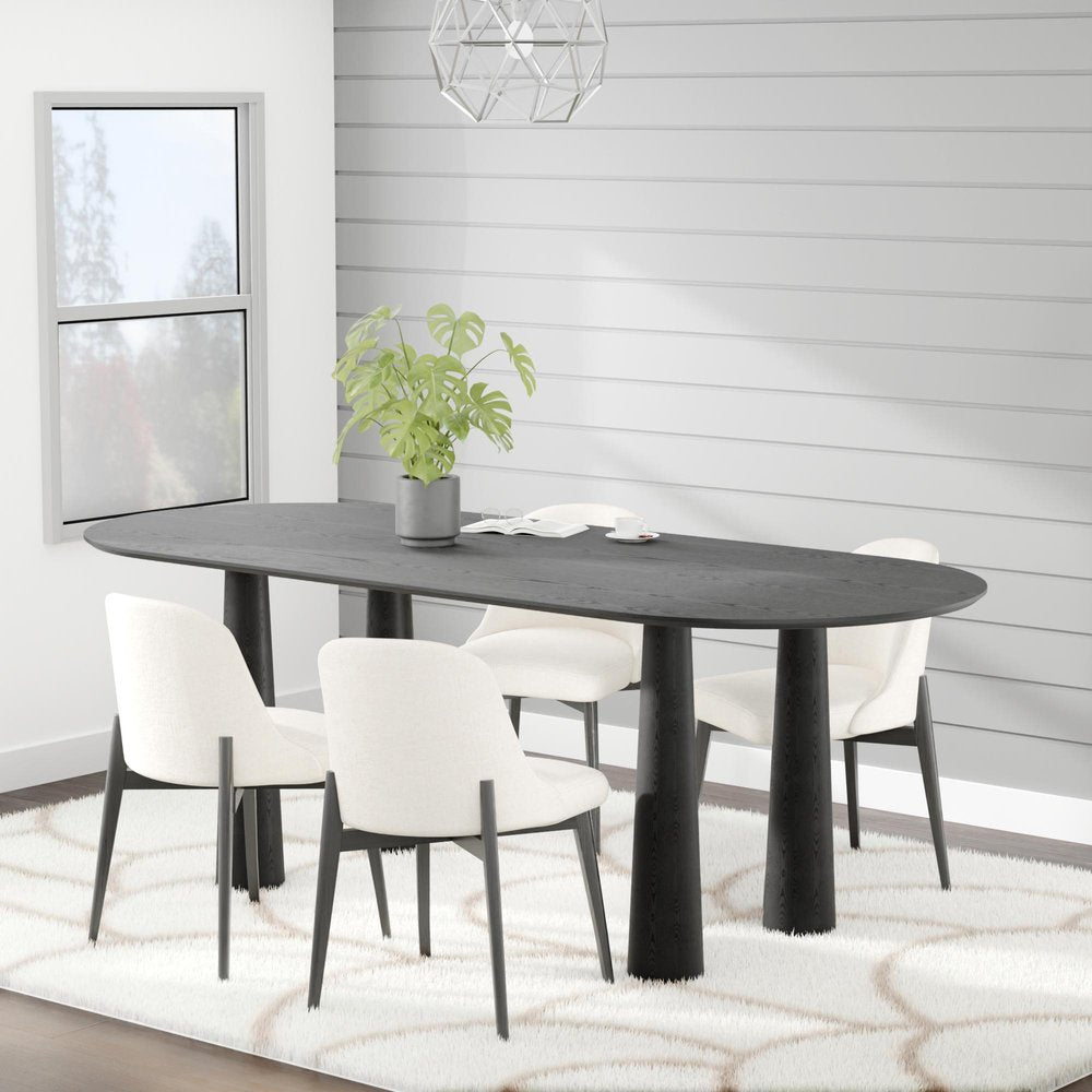 79" Black Solid Wood Oval Dining Table