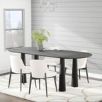 79" Black Solid Wood Oval Dining Table