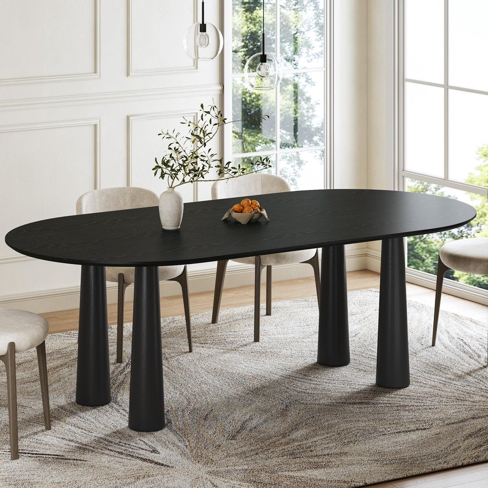 79" Black Solid Wood Oval Dining Table