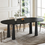 79" Black Solid Wood Oval Dining Table