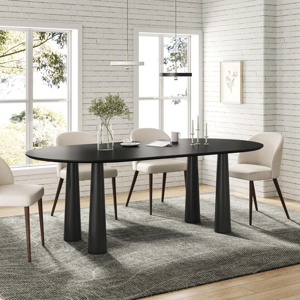 79" Black Solid Wood Oval Dining Table