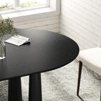 79" Black Solid Wood Oval Dining Table