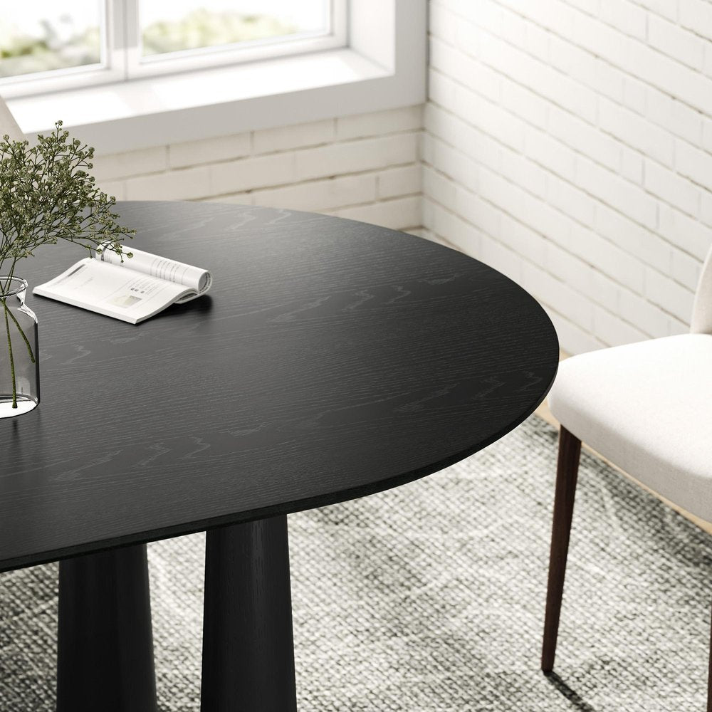 79" Black Solid Wood Oval Dining Table