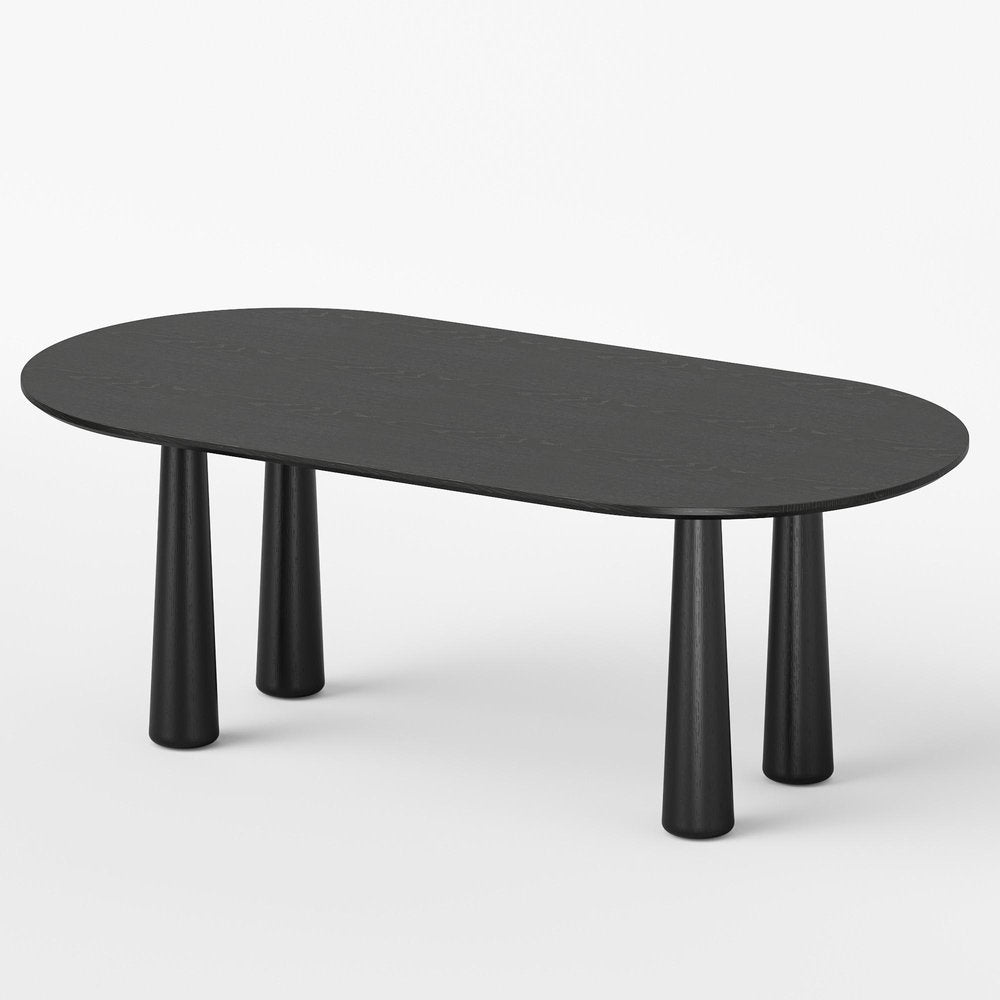79" Black Solid Wood Oval Dining Table