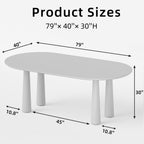 79" Black Solid Wood Oval Dining Table