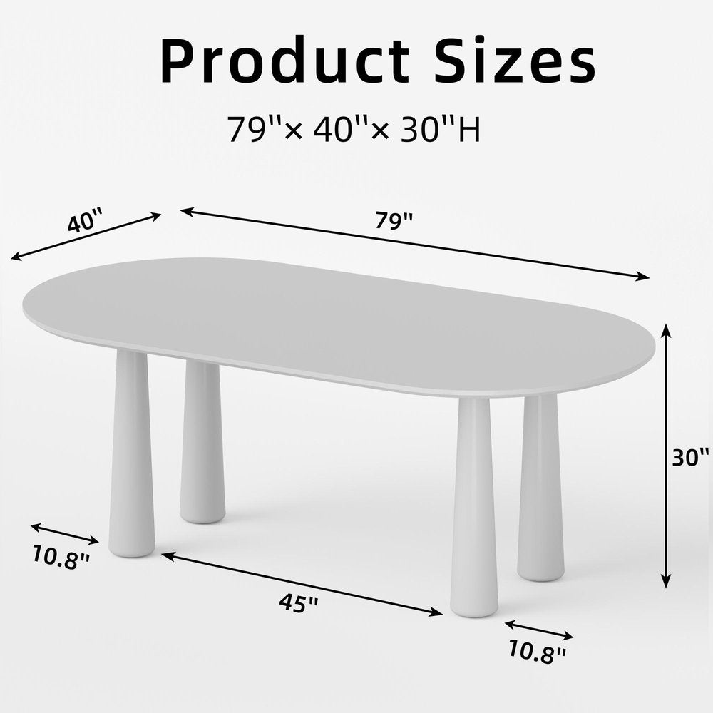 79" Black Solid Wood Oval Dining Table