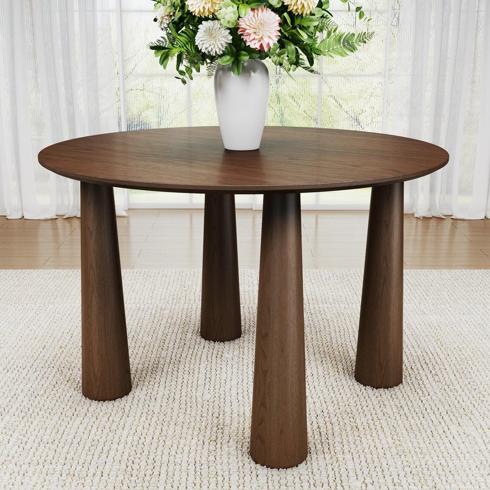 52" Black Wood Round Top Dining Table