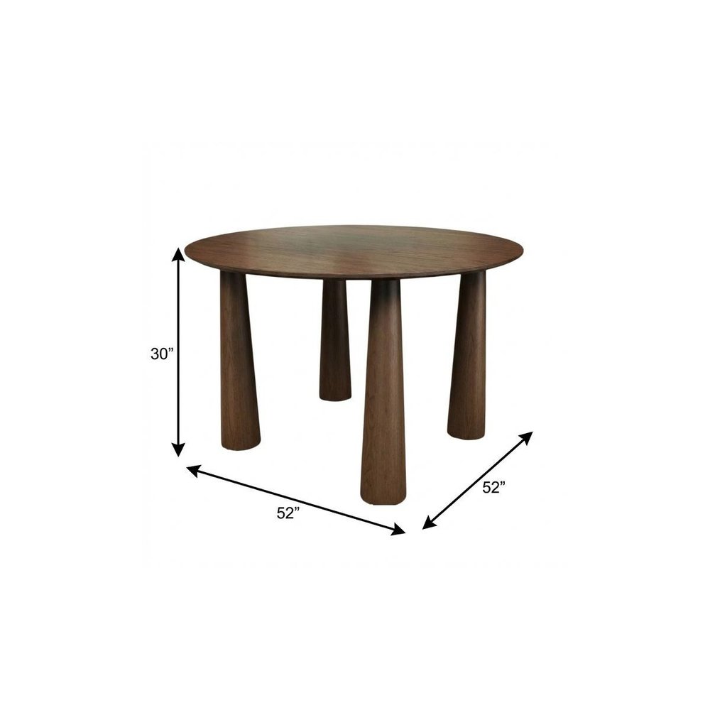 52" Black Wood Round Top Dining Table