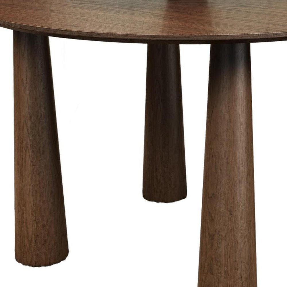 59" Walnut Wood Round Top Dining Table
