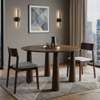 59" Walnut Wood Round Top Dining Table