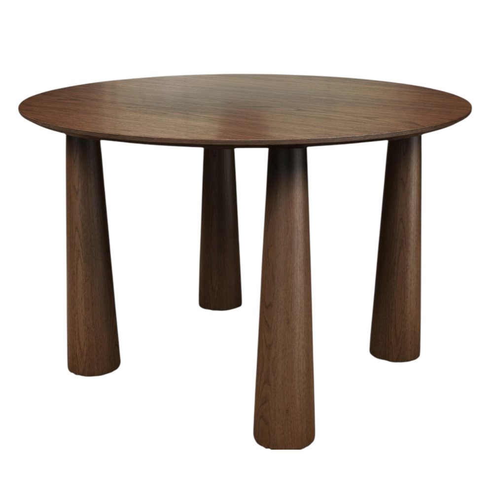 59" Walnut Wood Round Top Dining Table