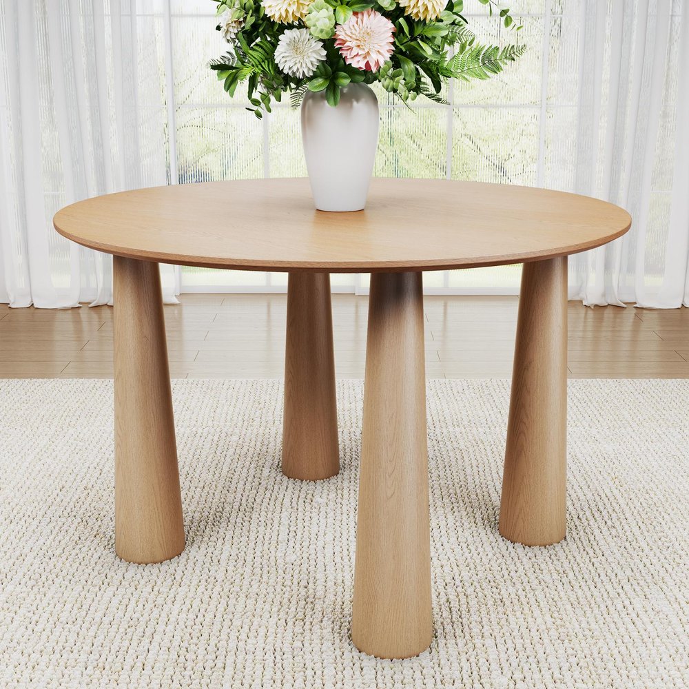 52" Black Wood Round Top Dining Table