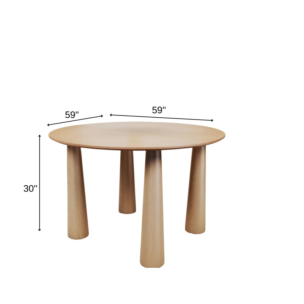 59" Natural Wood Round Top Dining Table