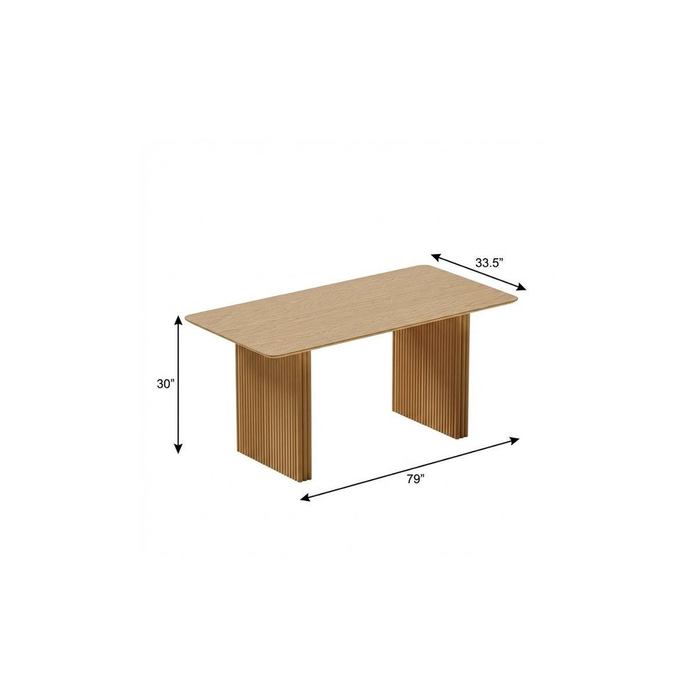 79" Natural Solid Wood Double Pedestal Base Dining Table
