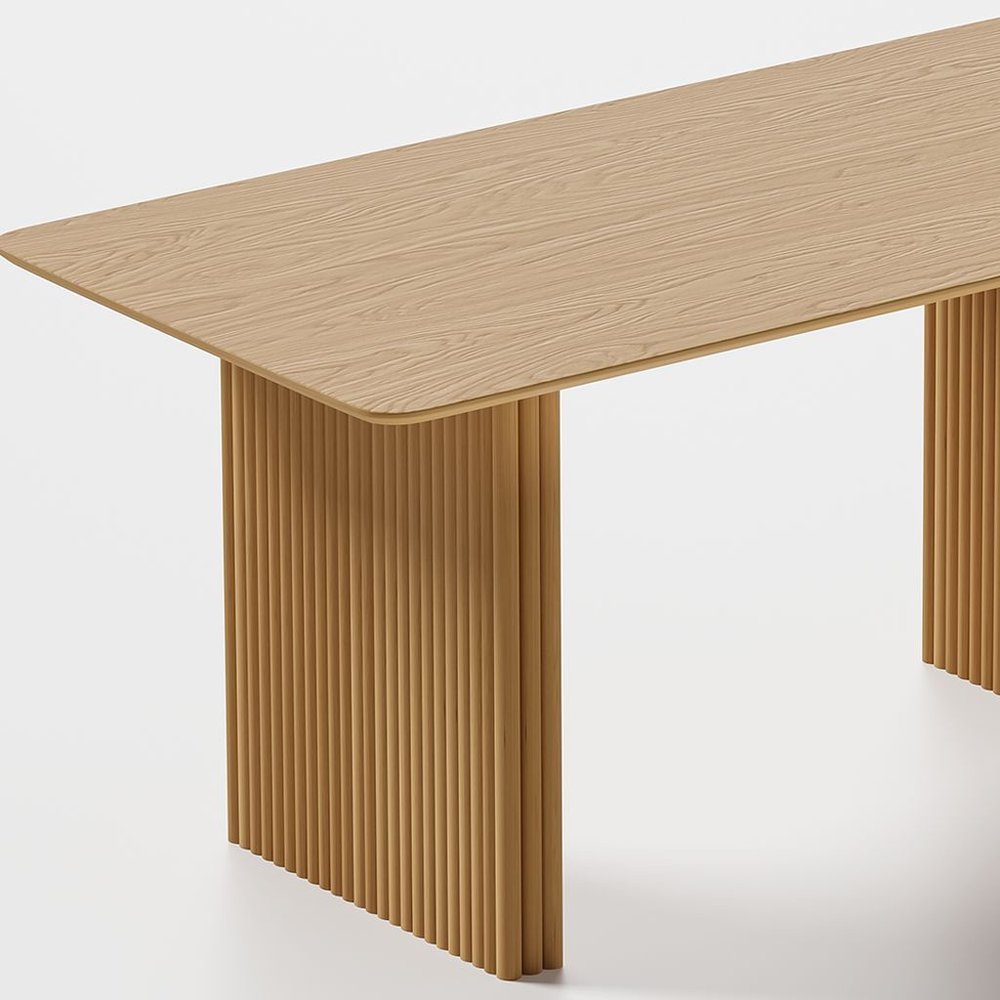 79" Natural Solid Wood Double Pedestal Base Dining Table
