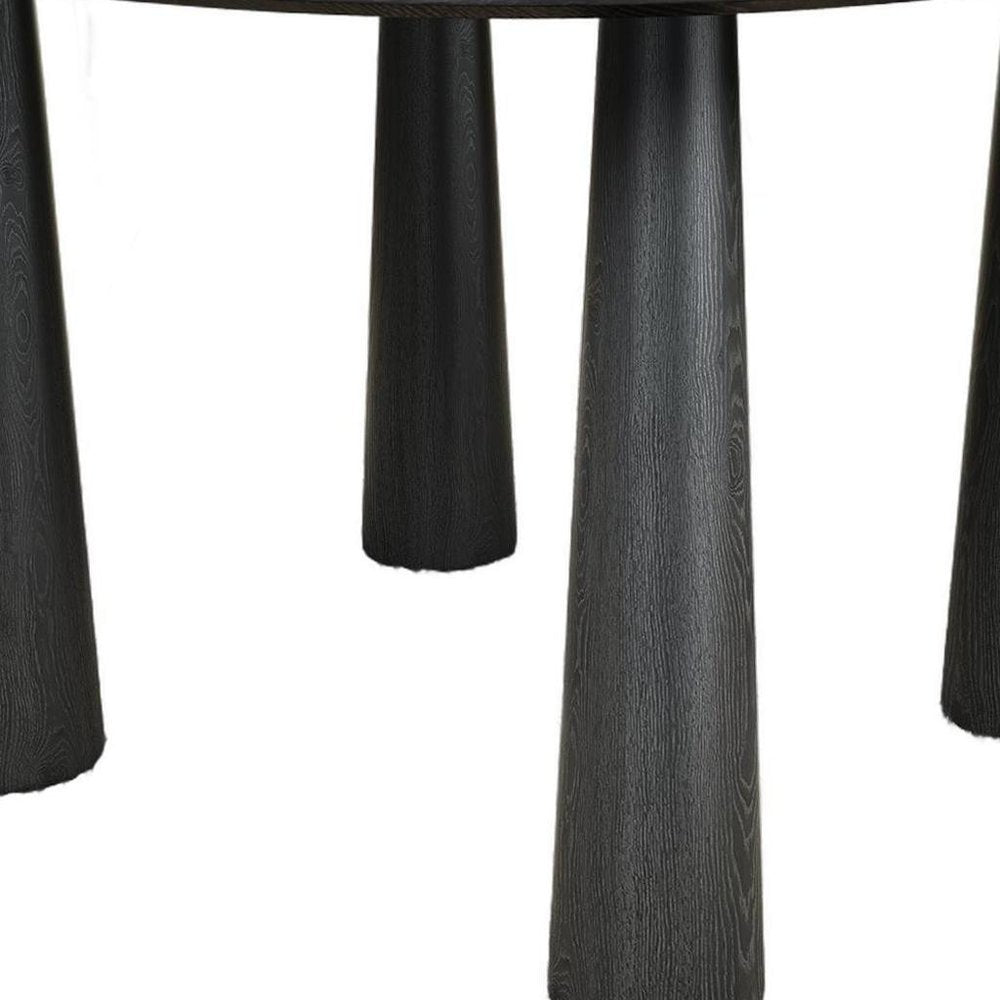 45" Black Wood Round Top Dining Table
