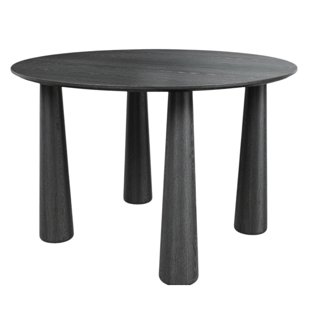 45" Black Wood Round Top Dining Table