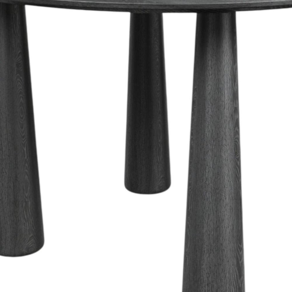 45" Black Wood Round Top Dining Table
