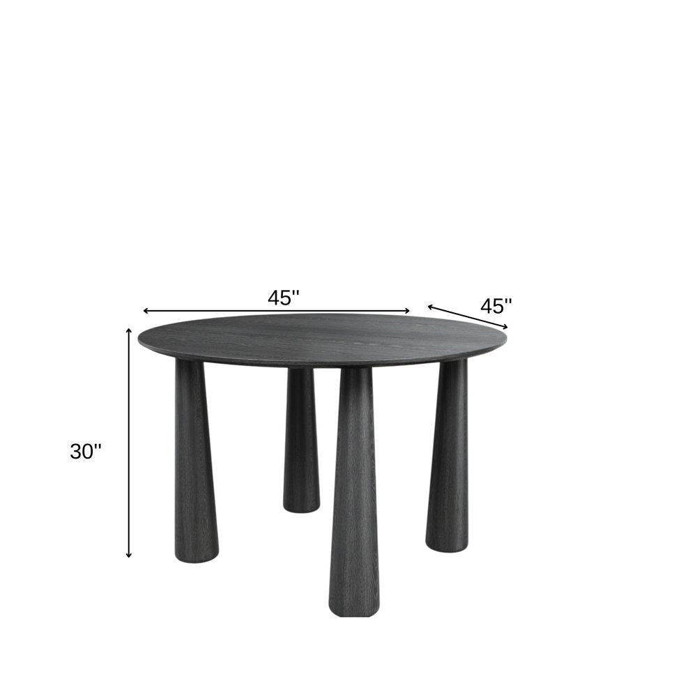 45" Black Wood Round Top Dining Table