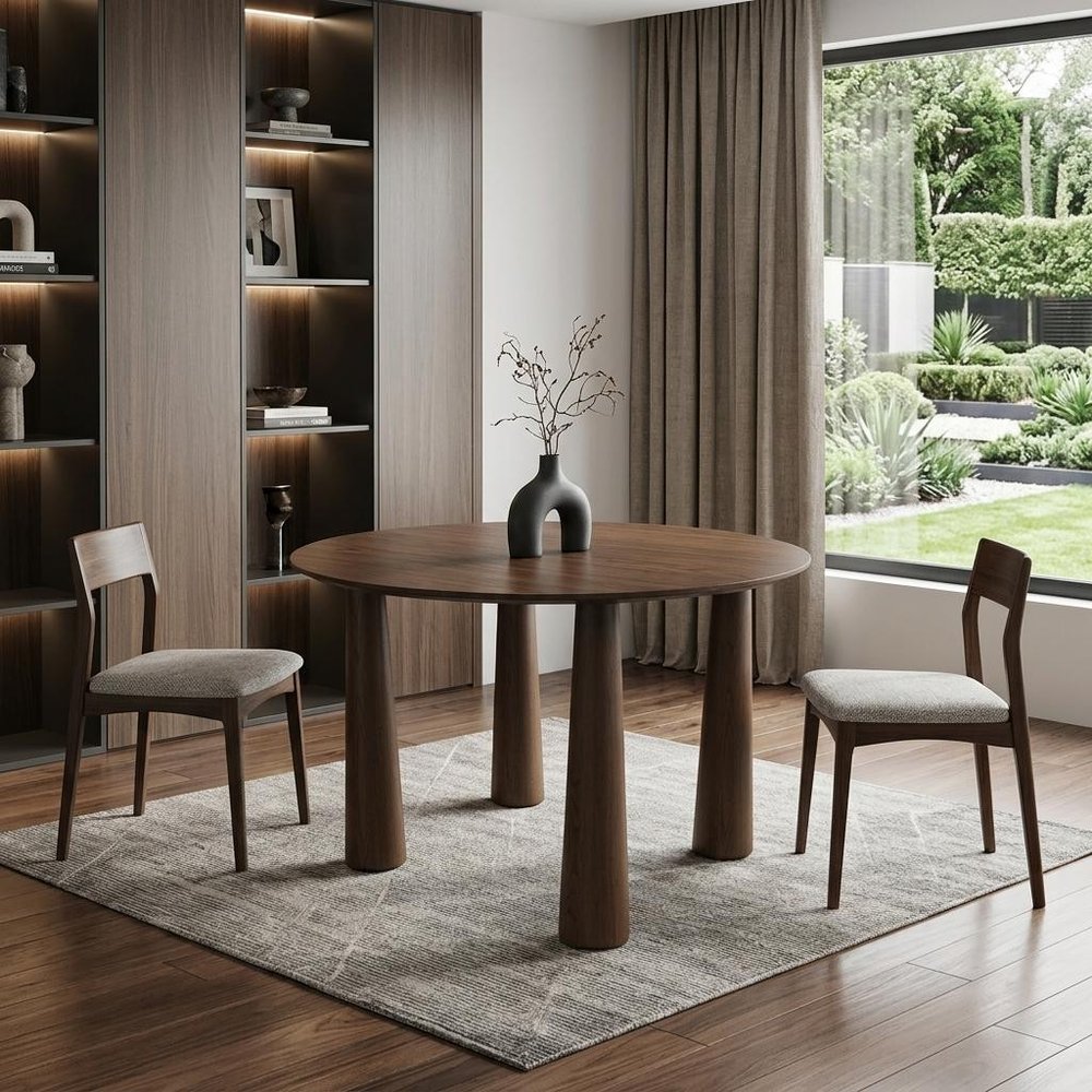 45" Black Wood Round Top Dining Table