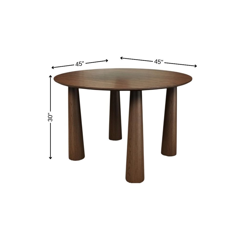 45" Black Wood Round Top Dining Table