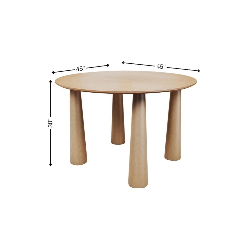 45" Black Wood Round Top Dining Table