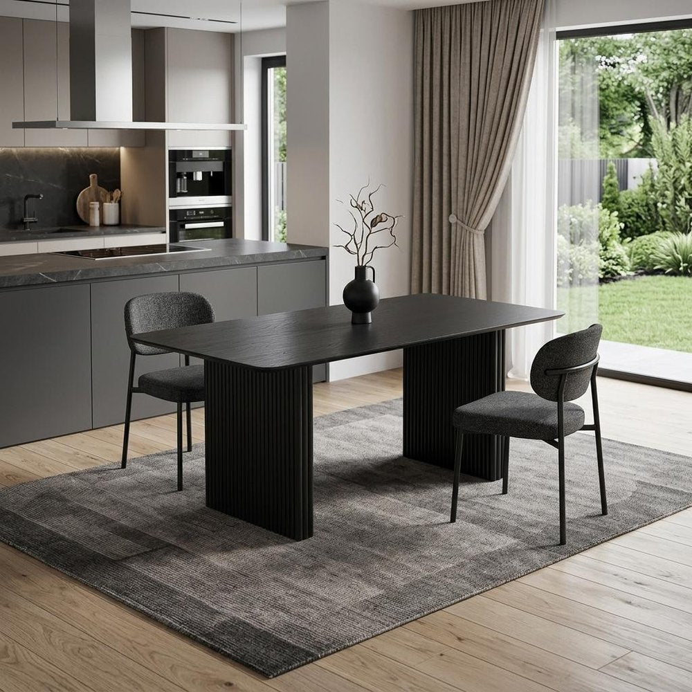 67" Black Wood Double Pedestal Base Dining Table