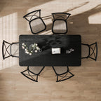 67" Black Wood Double Pedestal Base Dining Table