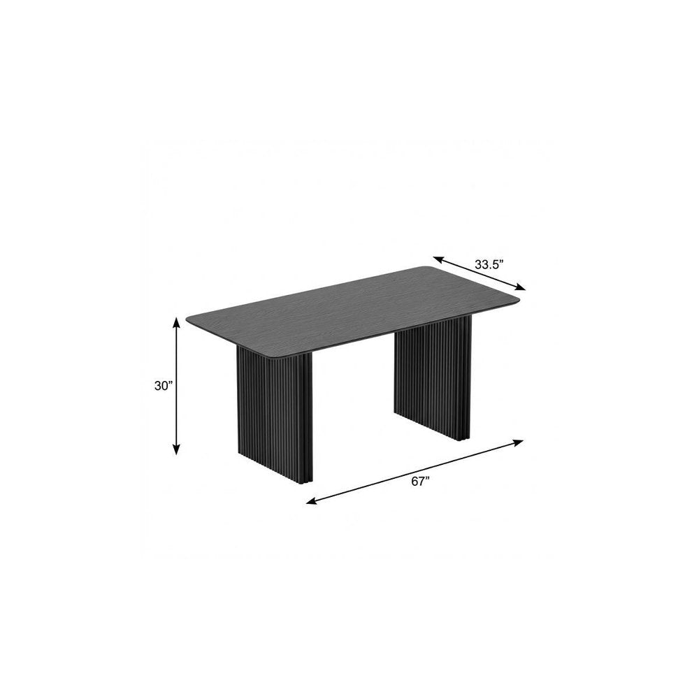 67" Black Wood Double Pedestal Base Dining Table