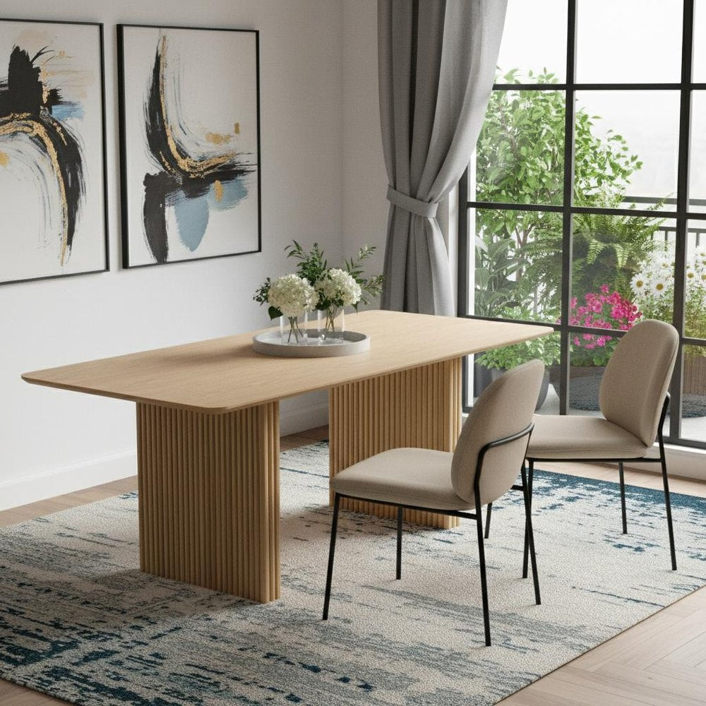 67" Natural Wood Double Pedestal Base Dining Table
