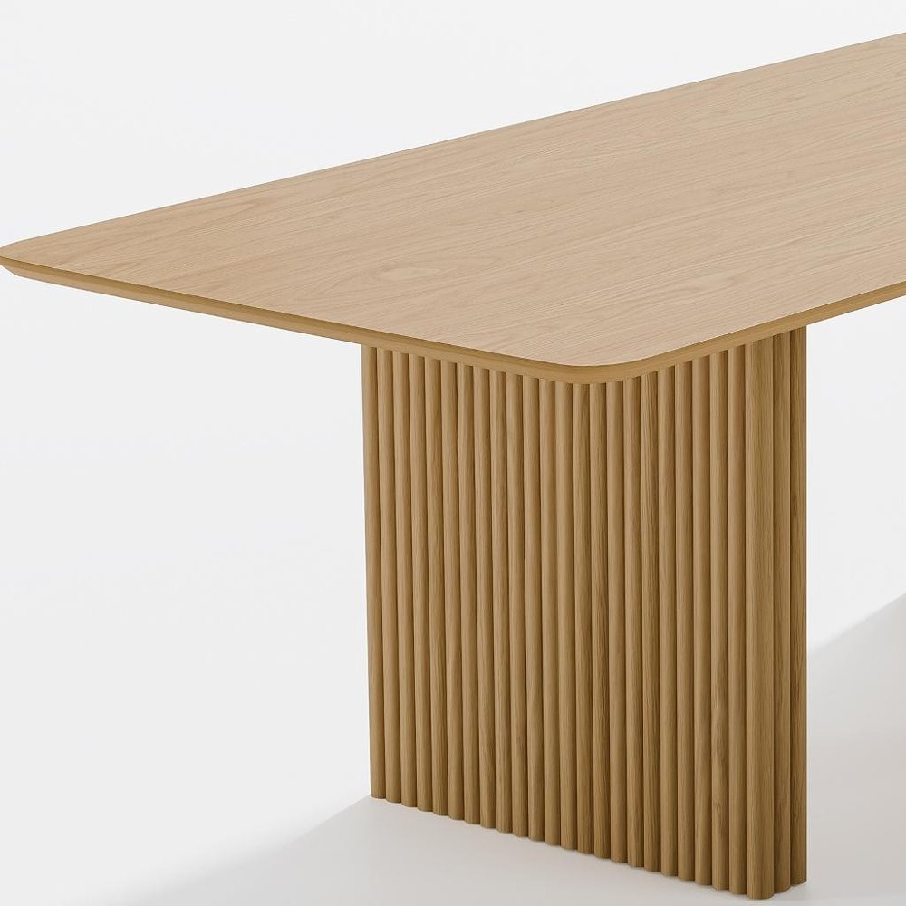 67" Natural Wood Double Pedestal Base Dining Table