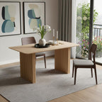 79" Natural Wood Double Pedestal Base Dining Table