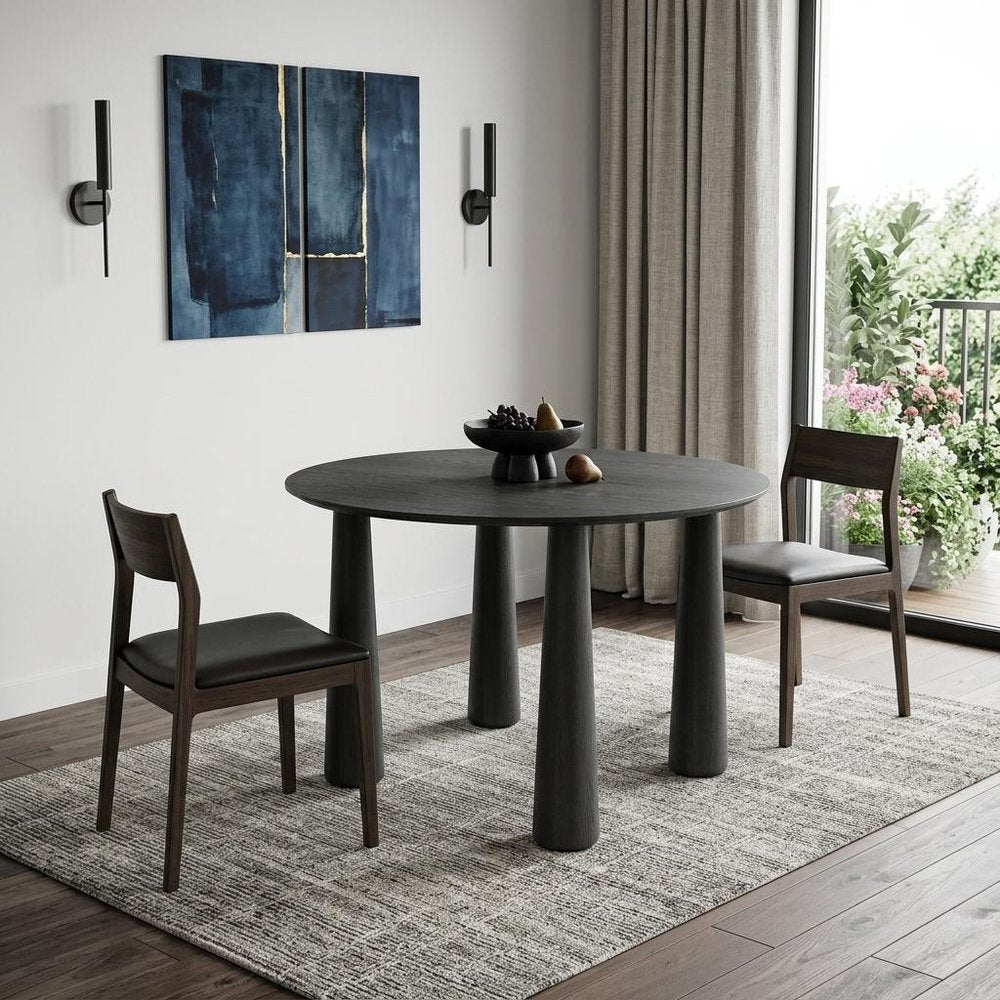 67" Black Solid Wood Oval Dining Table
