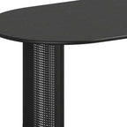 67" Black Wood Double Pedestal Base Oval Dining Table