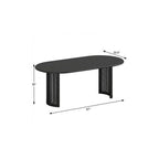 67" Black Wood Double Pedestal Base Oval Dining Table