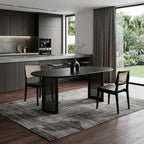 67" Black Wood Double Pedestal Base Oval Dining Table