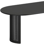 67" Black Wood Double Pedestal Base Oval Dining Table