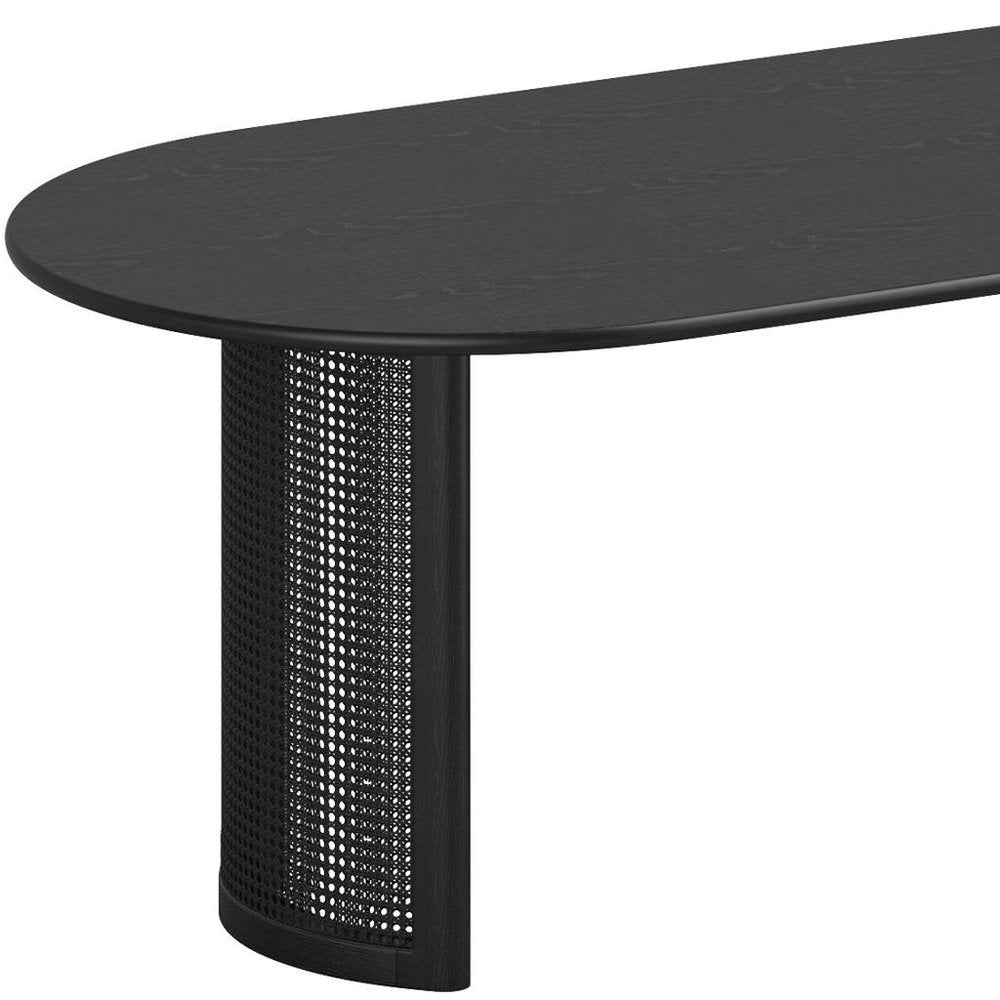 67" Black Wood Double Pedestal Base Oval Dining Table