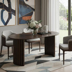 67" Walnut Solid Wood Double Pedestal Base Oval Dining Table