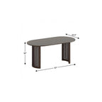 67" Walnut Wood Double Pedestal Base Oval Dining Table