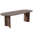 67" Walnut Wood Double Pedestal Base Oval Dining Table