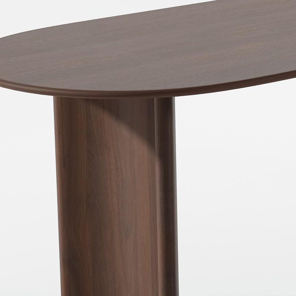 67" Walnut Wood Double Pedestal Base Oval Dining Table